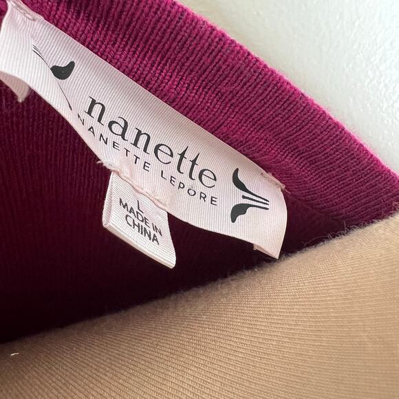 Nanette Lepore Sweater Large Women Pink Tie Back Crew Neck Knit Puff Sleeve Chic - Picture 7 of 8